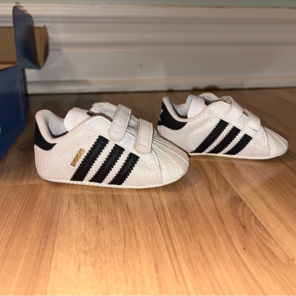 Adidas White and Black Velcro Sneakers